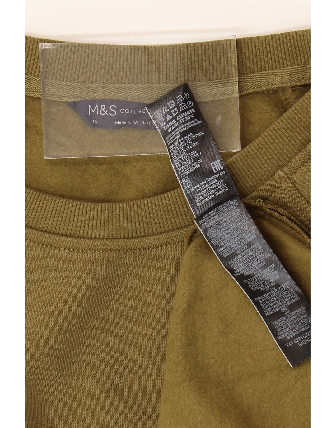 Felpa da donna Marks & Spencer UK 16 grande cotone kaki