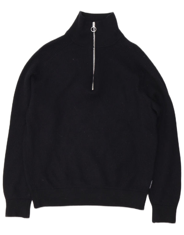 Armani Exchange Maglione da uomo con zip e collo grande in cotone nero