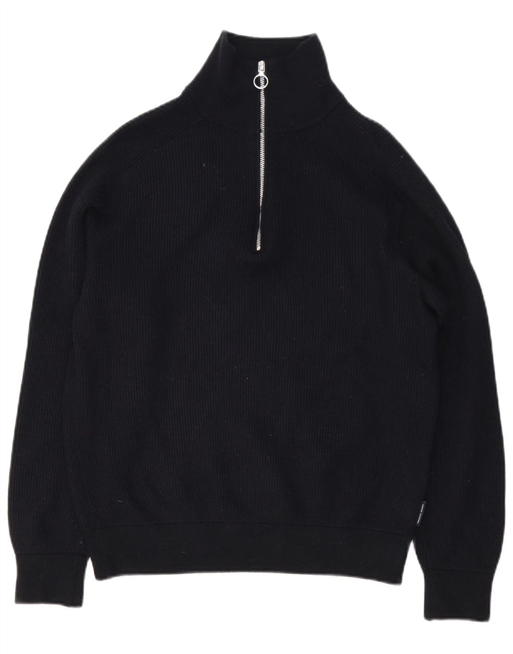Armani Exchange Maglione da uomo con zip e collo grande in cotone nero