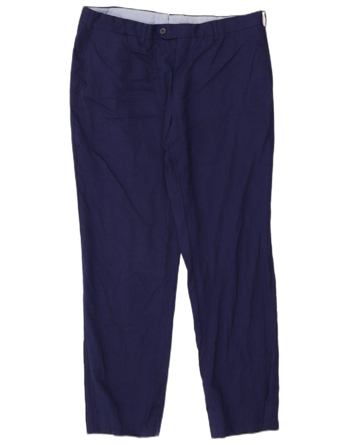 Pantaloni da abito dritti da uomo Massimo Dutti W34 L29 Blu Navy
