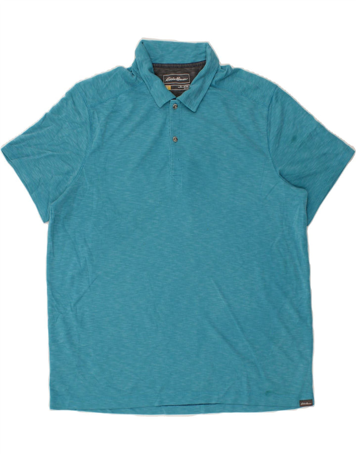 EDDIE BAUER Mens Polo Shirt XL Blue Flecked Lyocell Vintage Eddie Bauer and Second-Hand Eddie Bauer from Messina Hembry 
