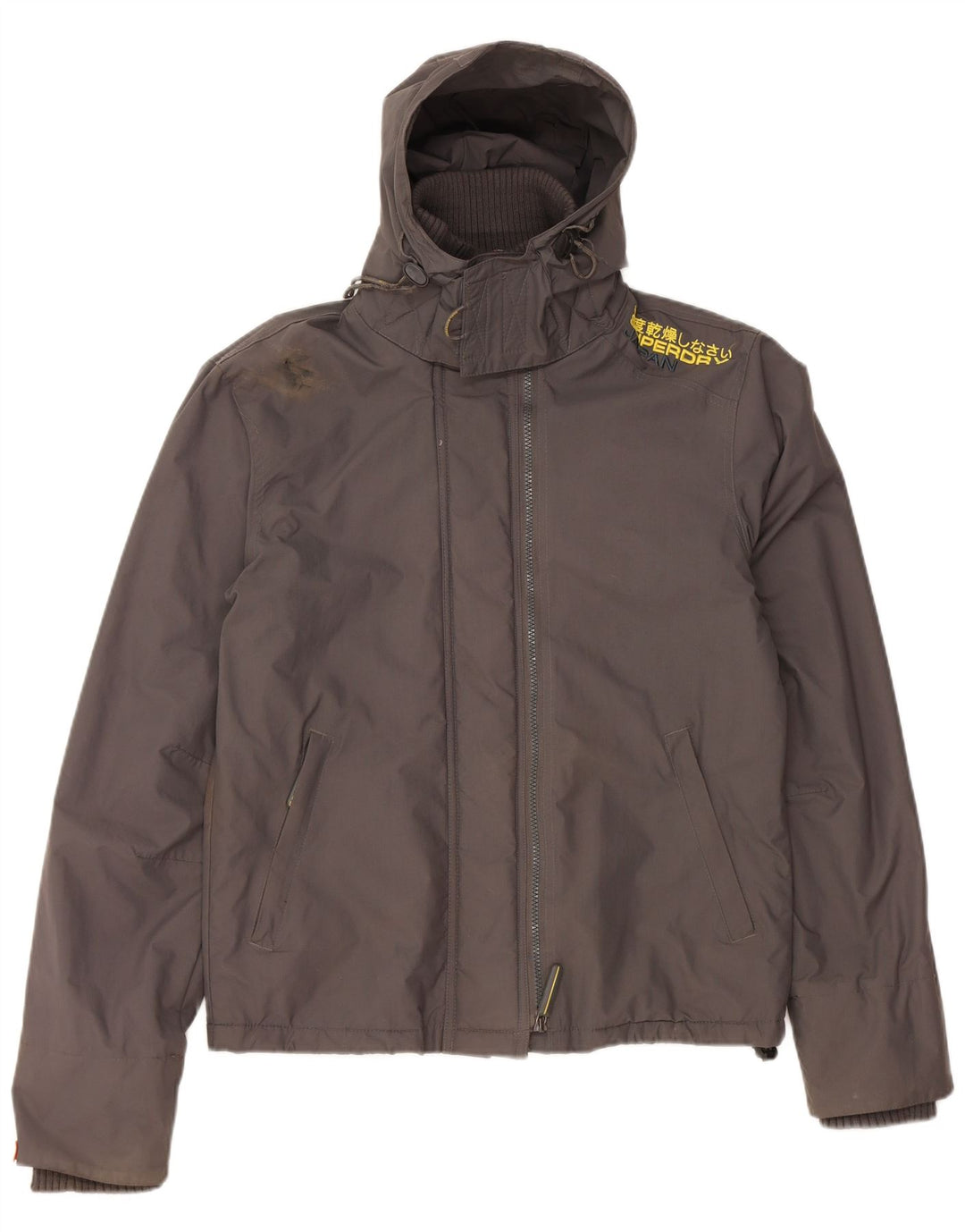 Giacca a vento con cappuccio da uomo SUPERDRY UK 38 Nylon grigio medio