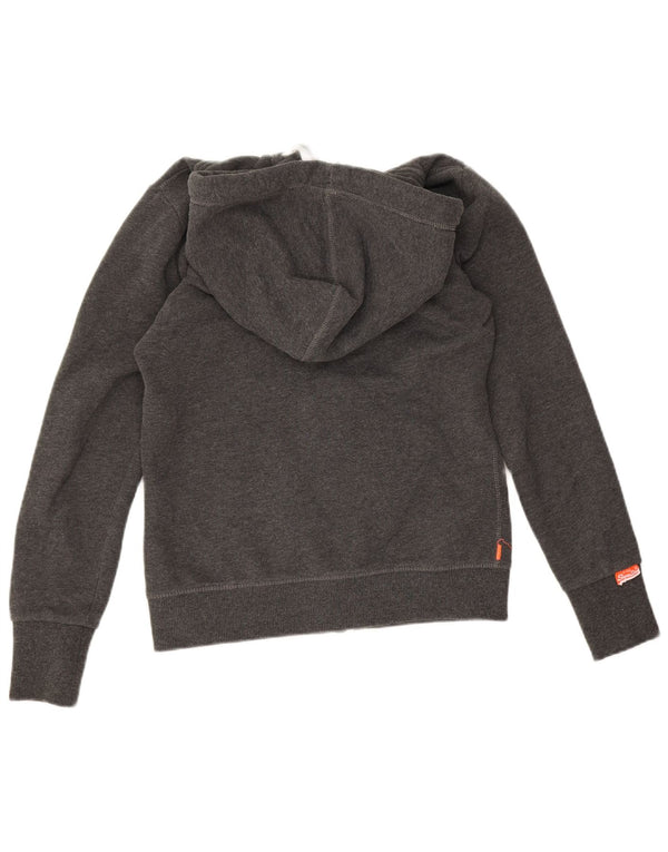 Maglione con cappuccio e zip da donna Superdry UK 10 piccolo cotone chiazzato grigio