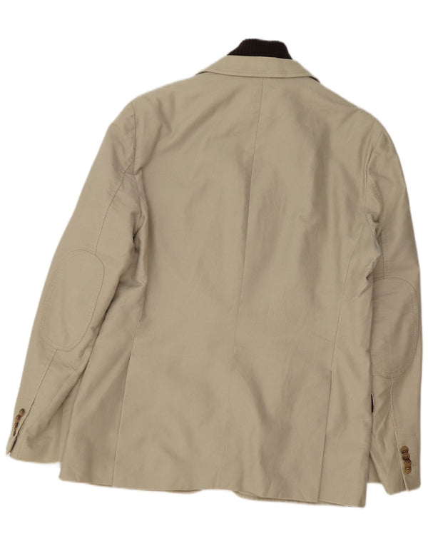Vintage Mens Padded 3 Button Blazer Jacket IT 52 XL Beige Cotton