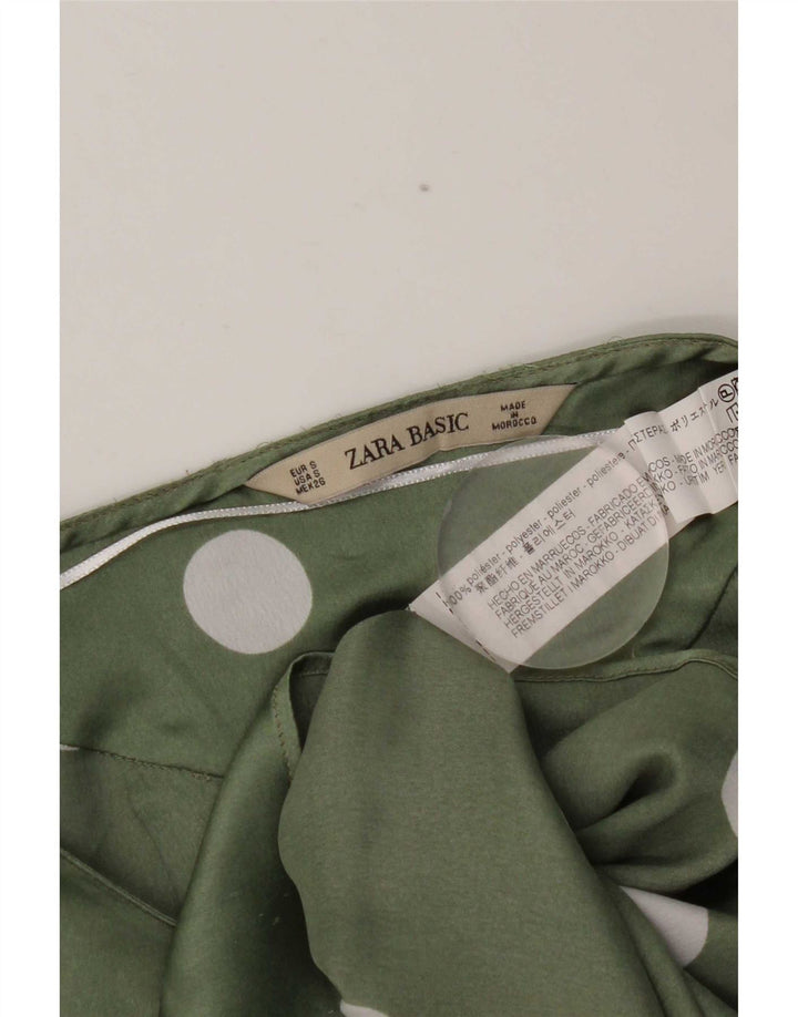 Camicetta oversize corta da donna Zara Top UK 10 Piccolo poliestere a pois verdi