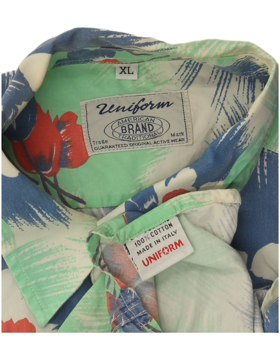 Camicia a maniche corte da uomo UNIFORM XL in cotone floreale verde