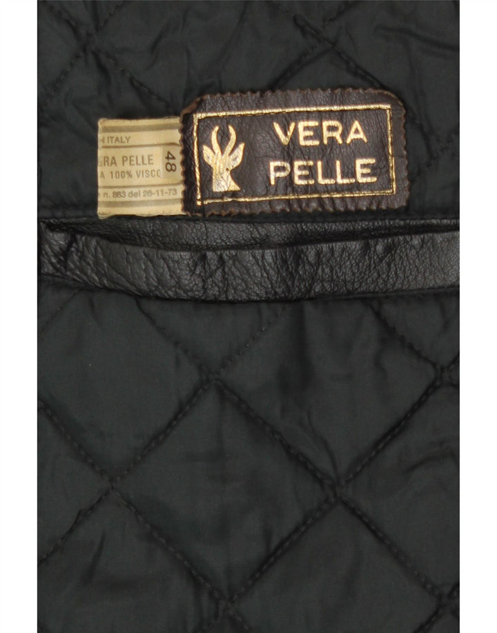Giacca in pelle da uomo vintage in pelle IT 48 media pelle nera