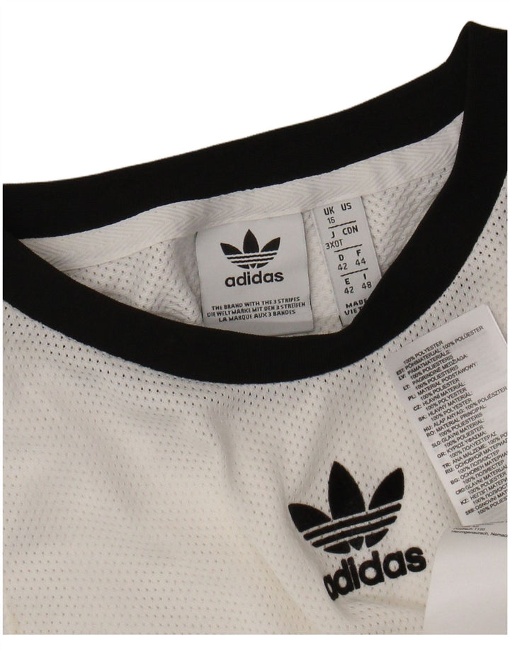 Canotta corta da donna ADIDAS UK 16 grande poliestere bianco