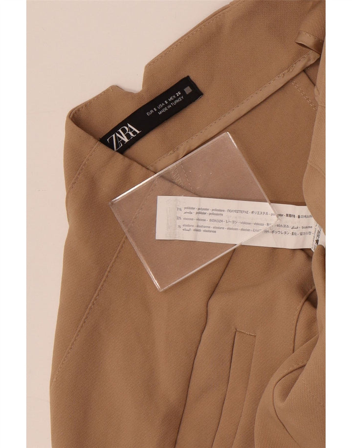 Pantaloni da completo a vita alta da donna Zara piccoli W26 L27 poliestere beige