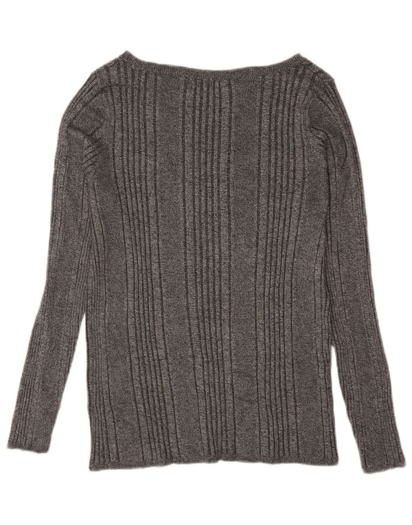 Top manica lunga da donna Marks & Spencer UK 18 XL viscosa grigia