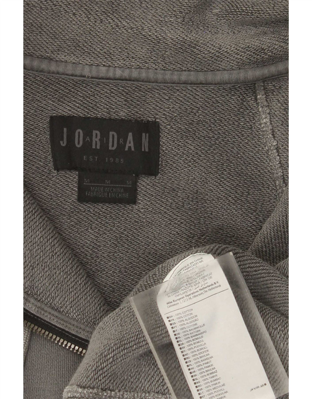 Felpa Jordan da uomo con zip e collo, in cotone grigio medio