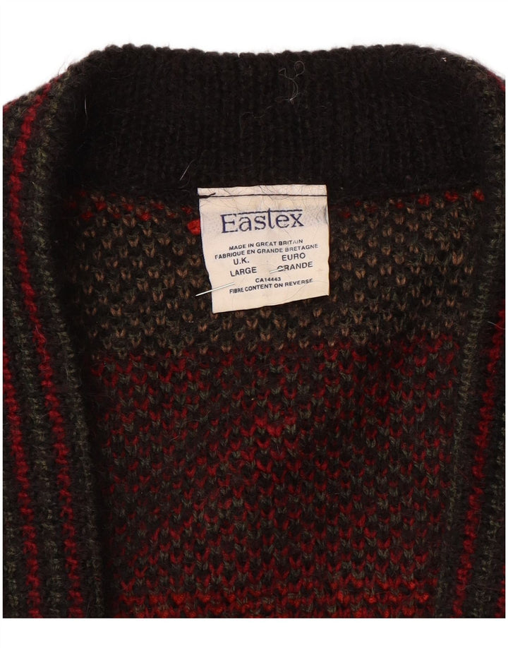 Maglione cardigan oversize da donna EASTEX UK 16 Grande acrilico rosso Fair Isle