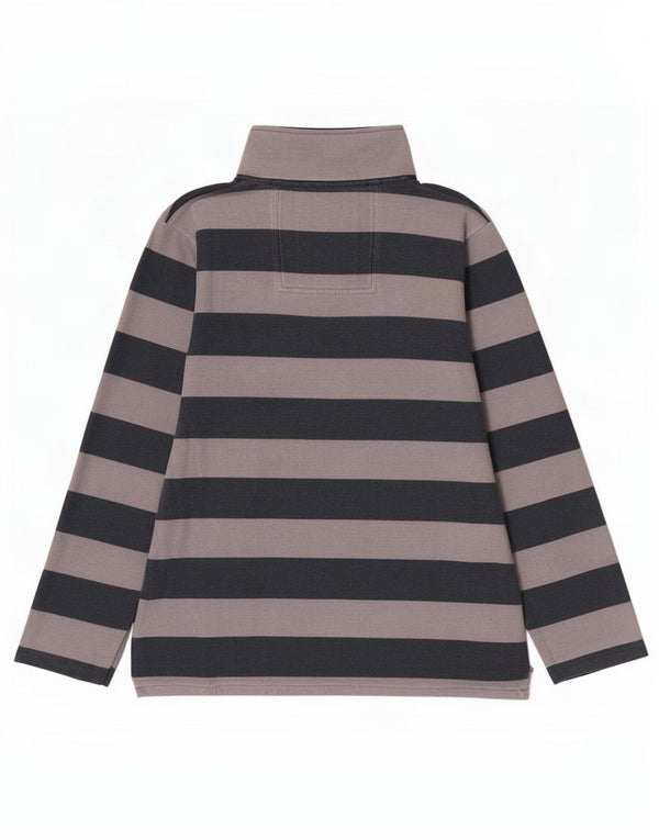 Crew Clothing Felpa con collo con zip da uomo Maglione grigio medio a righe