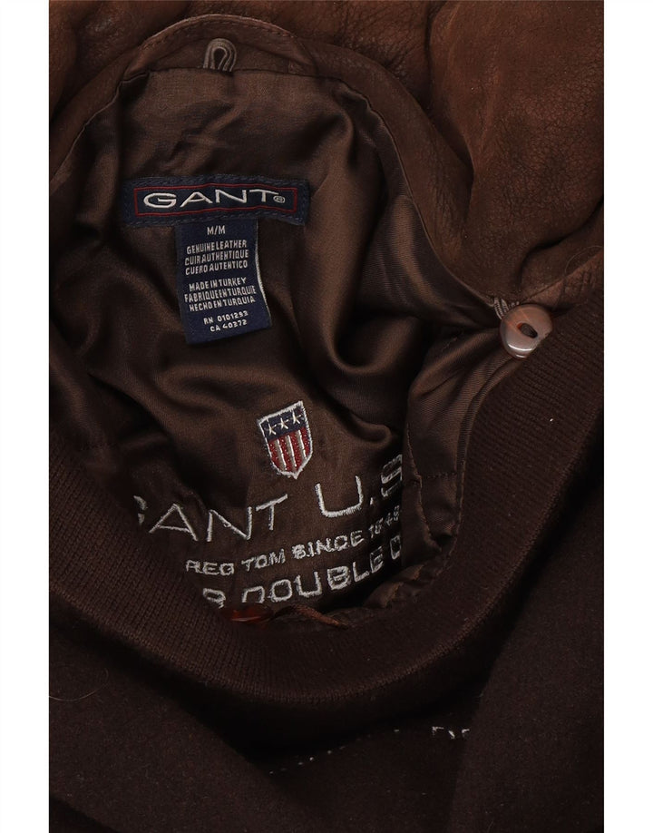 Gant Cappotto giacca a vento in pelle vestibilità ampia da uomo UK 38 Marrone medio