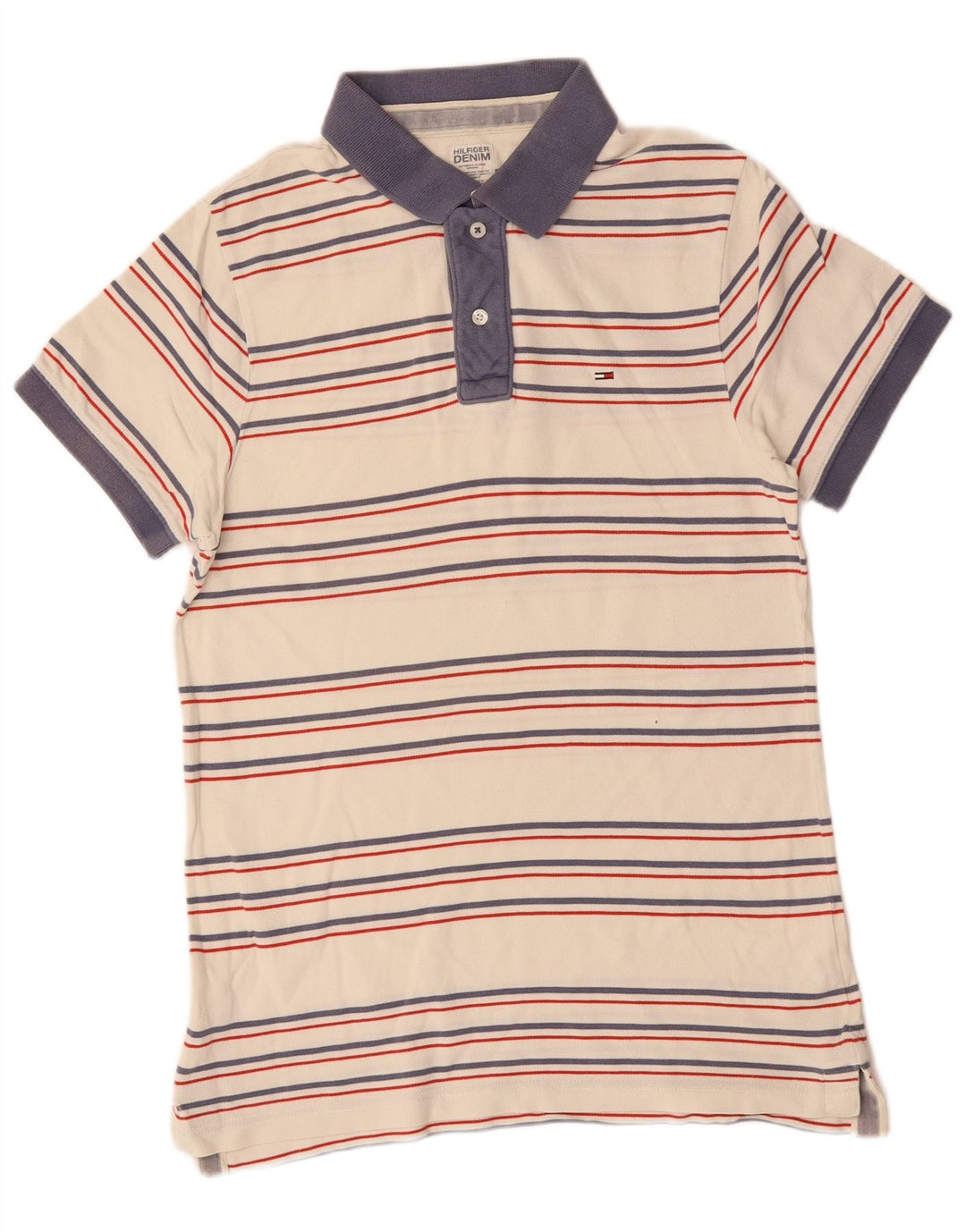 Polo da uomo Tommy Hilfiger piccola in cotone a righe bianche
