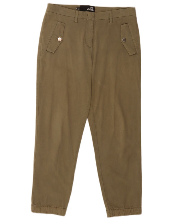 Pantaloni corti dritti da donna Moschino UK 8 Small W28 L25 cotone kaki