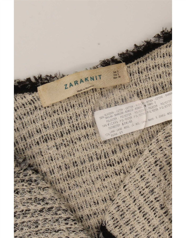 Maglione cardigan da donna Zara UK 14 grande cotone grigio