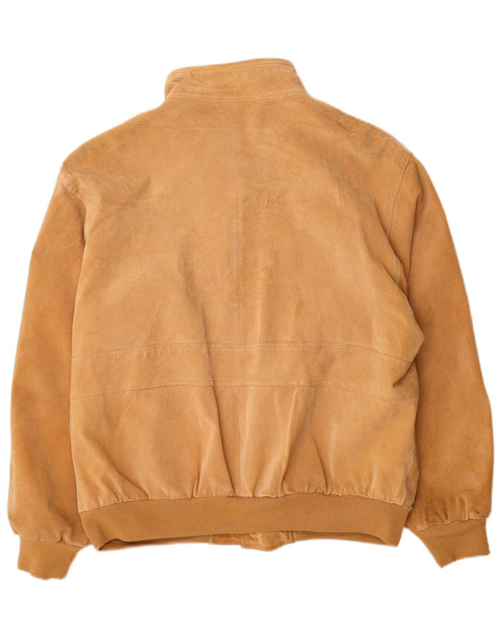 Giubbotto bomber in pelle scamosciata vintage da uomo UK 40 grande in pelle marrone