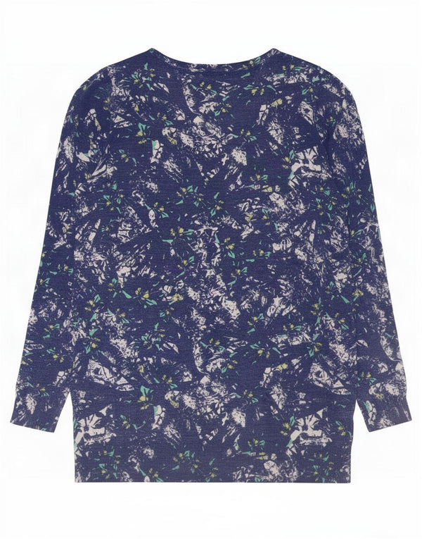 Maglione da donna Marks & Spencer con scollo a barca UK 14 Large Blue Tie Dye