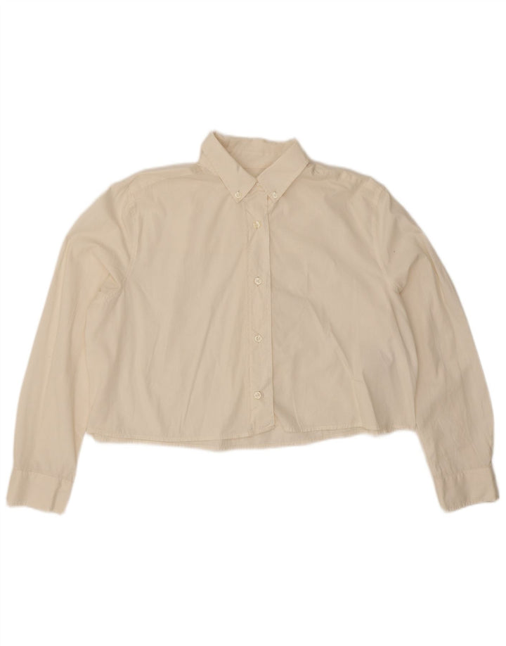 Camicia corta oversize da donna Benetton UK 14 Cotone beige medio