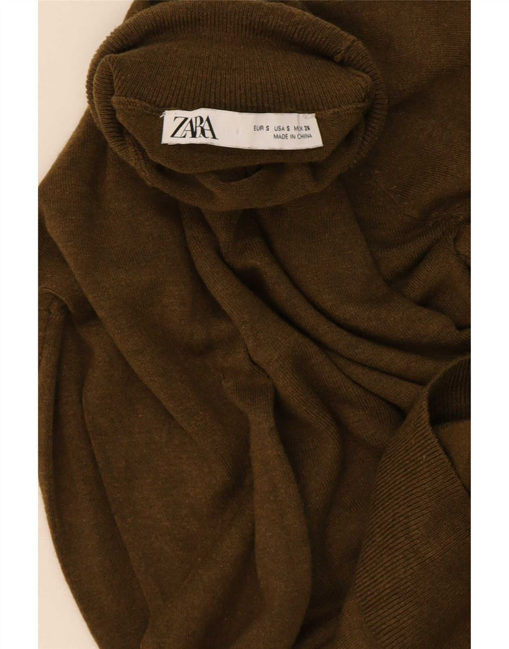 Maglione maglione a collo alto da donna Zara UK 10 piccolo kaki