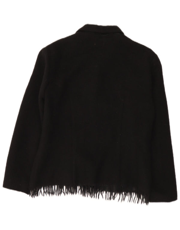 Giacca blazer vintage da donna a 4 bottoni UK 12 lana nera media