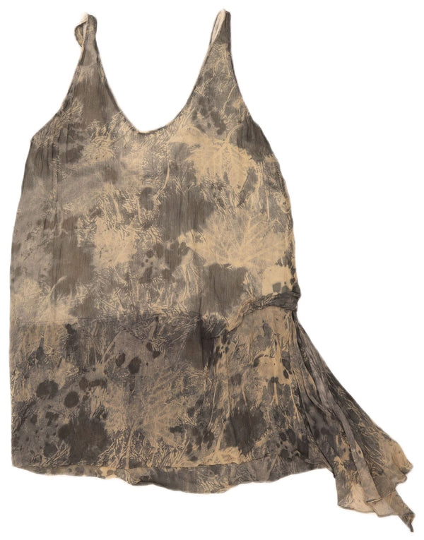 Top tunica asimmetrica senza maniche da donna Zara UK 12 Grigio medio Tie Dye