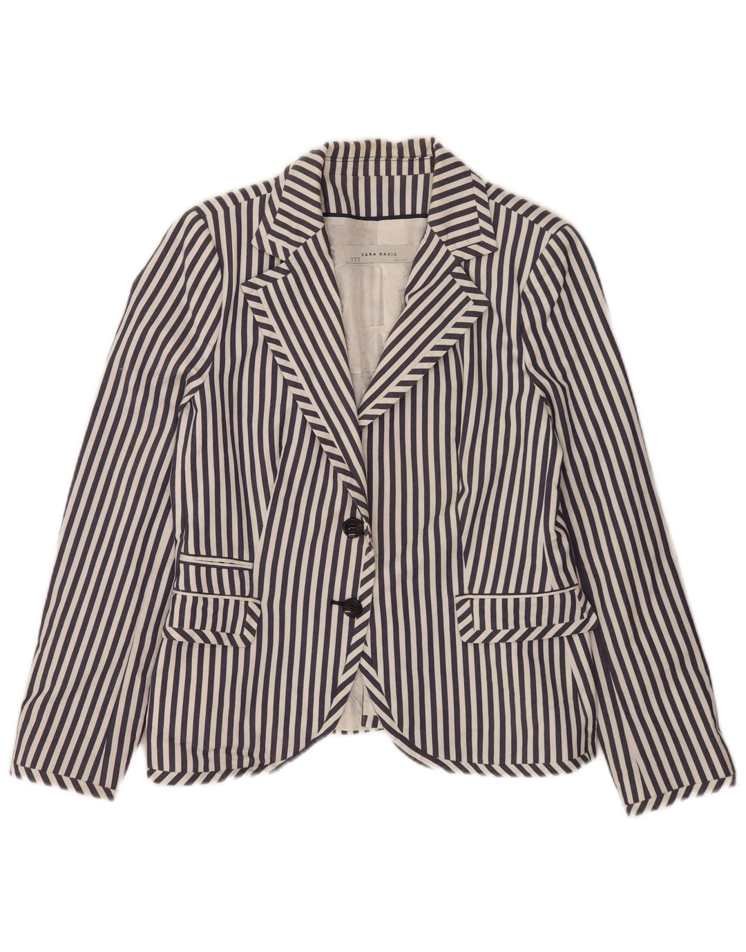 Giacca blazer a 2 bottoni da donna Zara UK 18 XL a righe blu navy