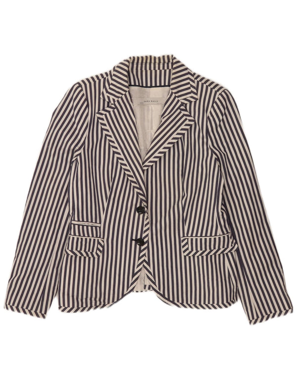 Giacca blazer a 2 bottoni da donna Zara UK 18 XL a righe blu navy