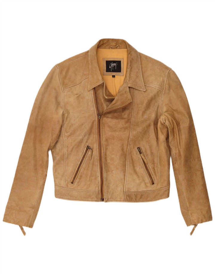 Giacca da motociclista in pelle da donna Gipsy UK 16 Grande pelle beige