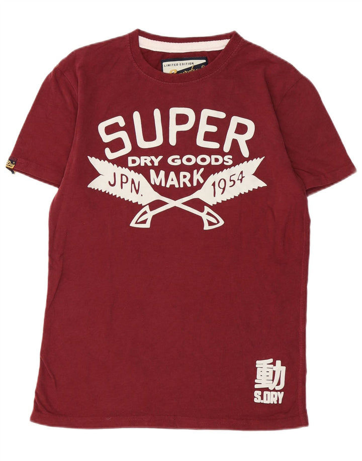 T-shirt grafica da uomo con vestibilità classica SUPERDRY, piccola, in cotone bordeaux