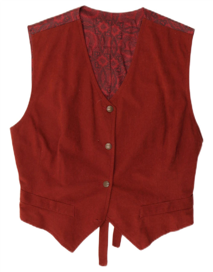 Gilet da donna vintage UK 12 Poliestere bordeaux medio