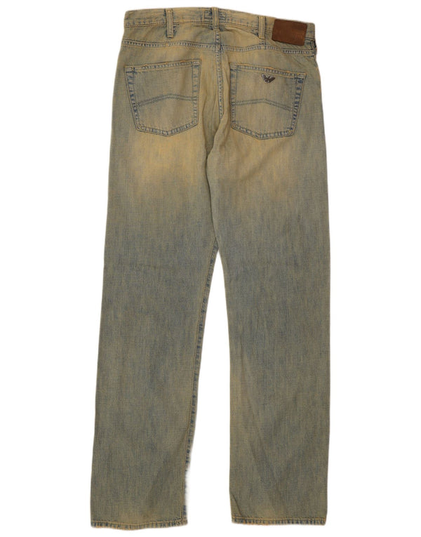 Armani Jeans dritti effetto vissuto da uomo W32 L32 in cotone blu