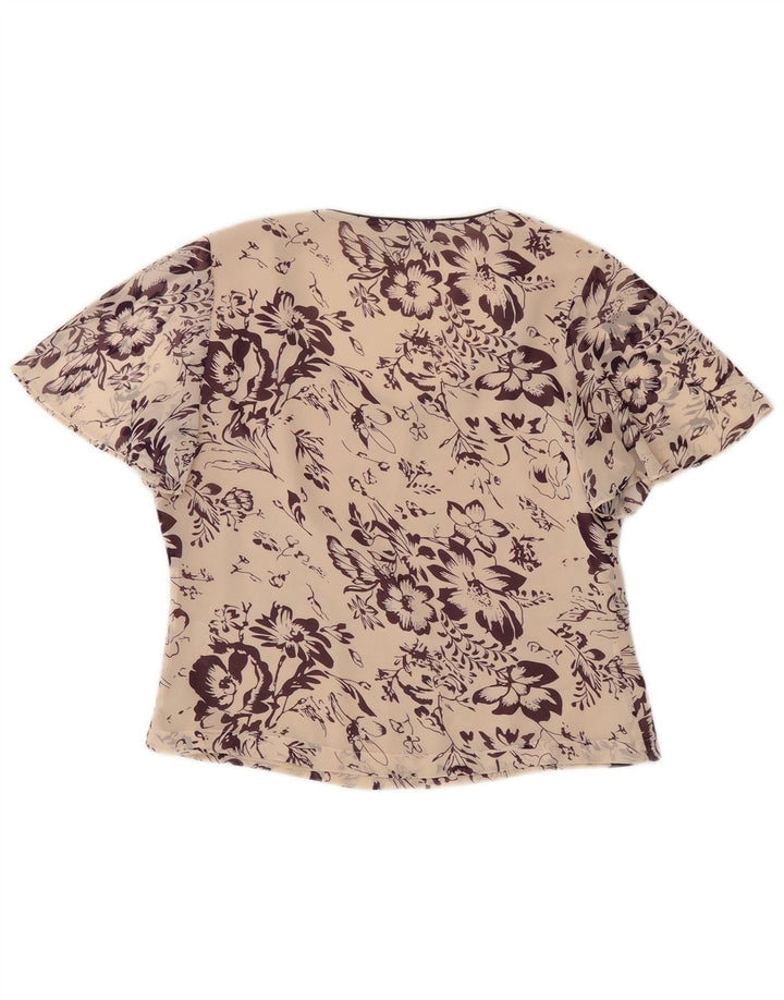 Camicetta corta da donna Jacques Vert Top UK 10 Piccolo poliestere floreale bianco sporco