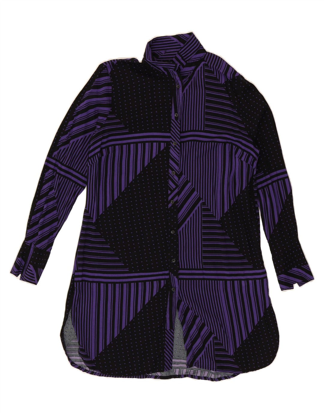 VINTAGE Womens Shirt Dress UK 12 Medium  Purple Geometric Polyester Vintage Vintage and Second-Hand Vintage from Messina Hembry 