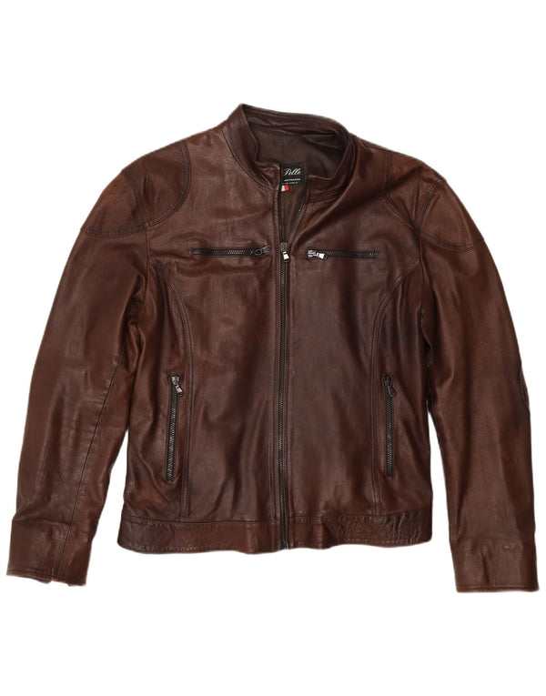 Lavorazione Artigiana Giacca in Pelle da Donna Biker IT 52 2XL Pelle Marrone