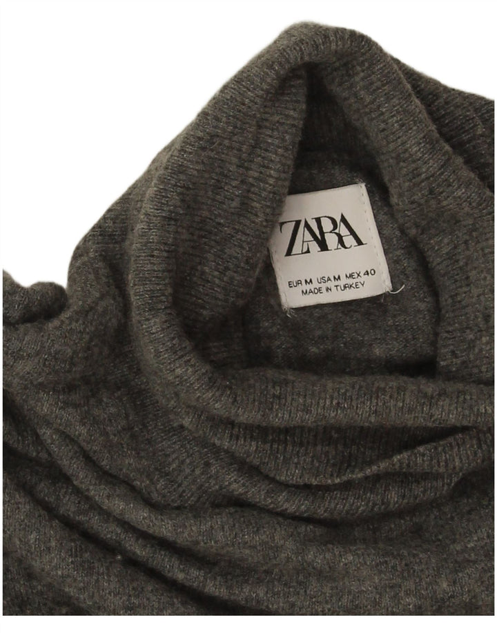 Maglione maglione a collo alto da donna Zara UK 14 Poliammide screziato grigio medio