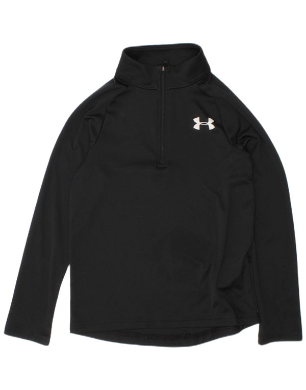UNDER ARMOUR Boys Heat Gear Pullover Tracksuit Top 7-8 Years Small Black