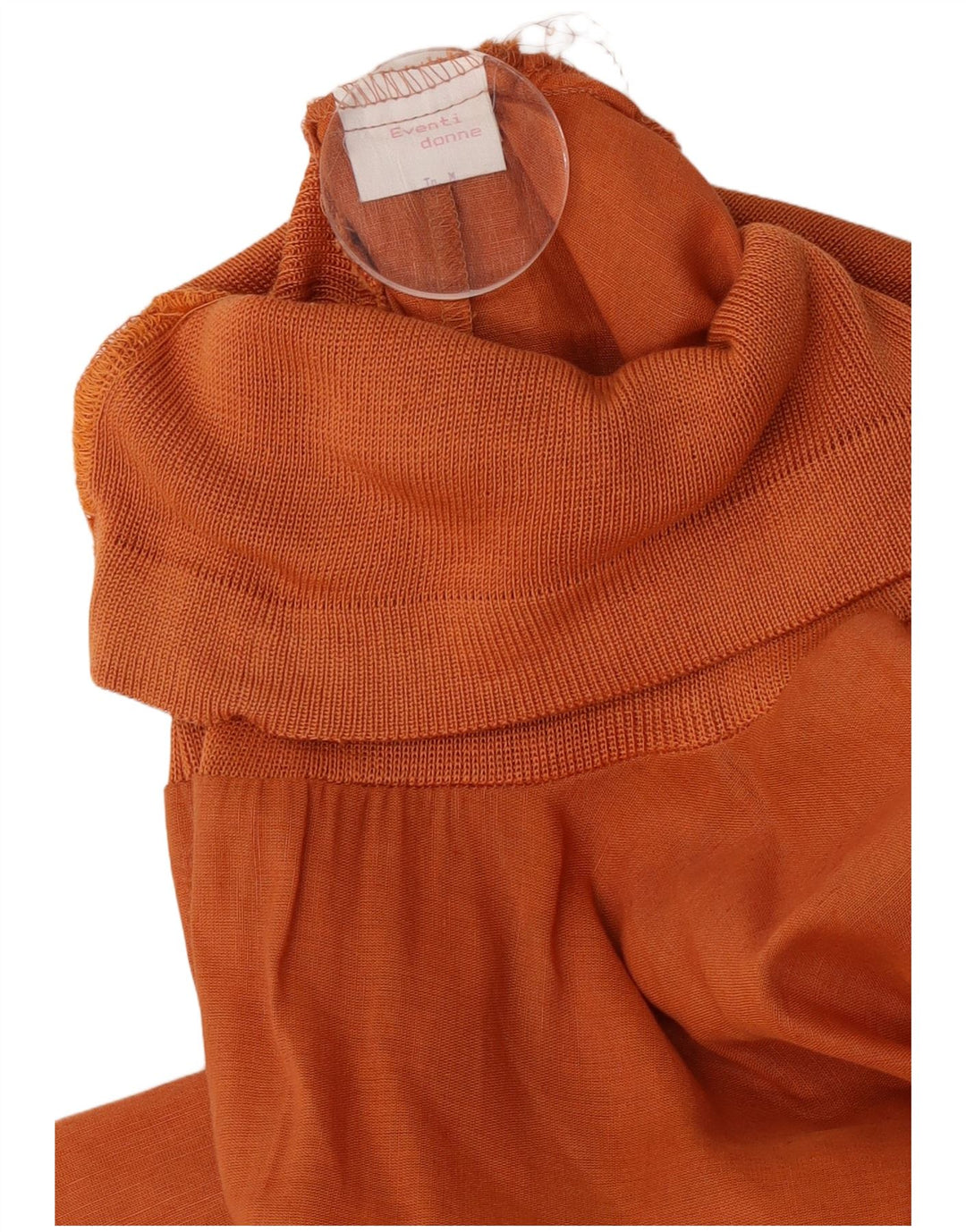 Abito vintage da donna senza spalline UK 12 Lana arancione medio