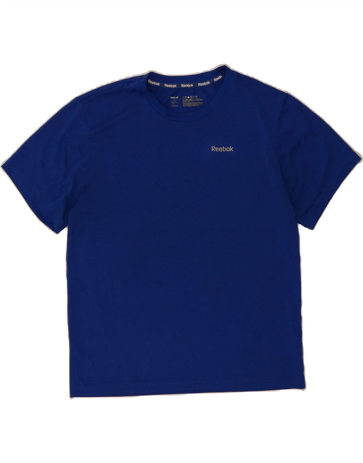 REEBOK Mens T-Shirt Top Large Blue Polyester Vintage Reebok and Second-Hand Reebok from Messina Hembry 