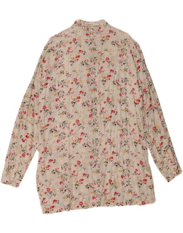 STEFANEL Womens Longline Shirt Blouse UK 16 Large Off White Floral