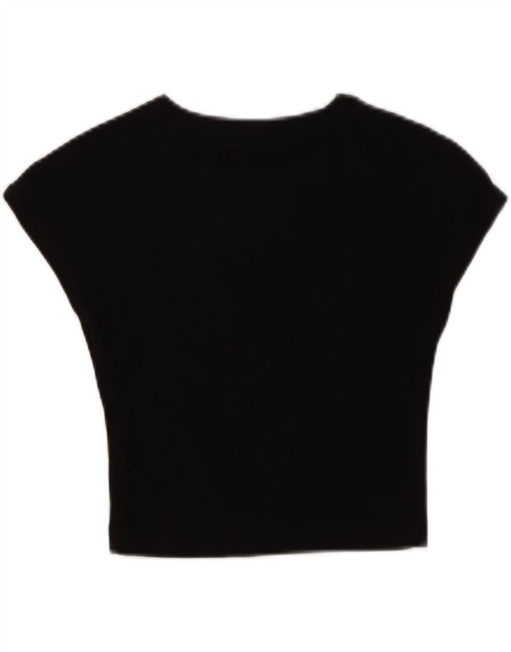 T-shirt corta da donna Zara UK 12 cotone nero medio