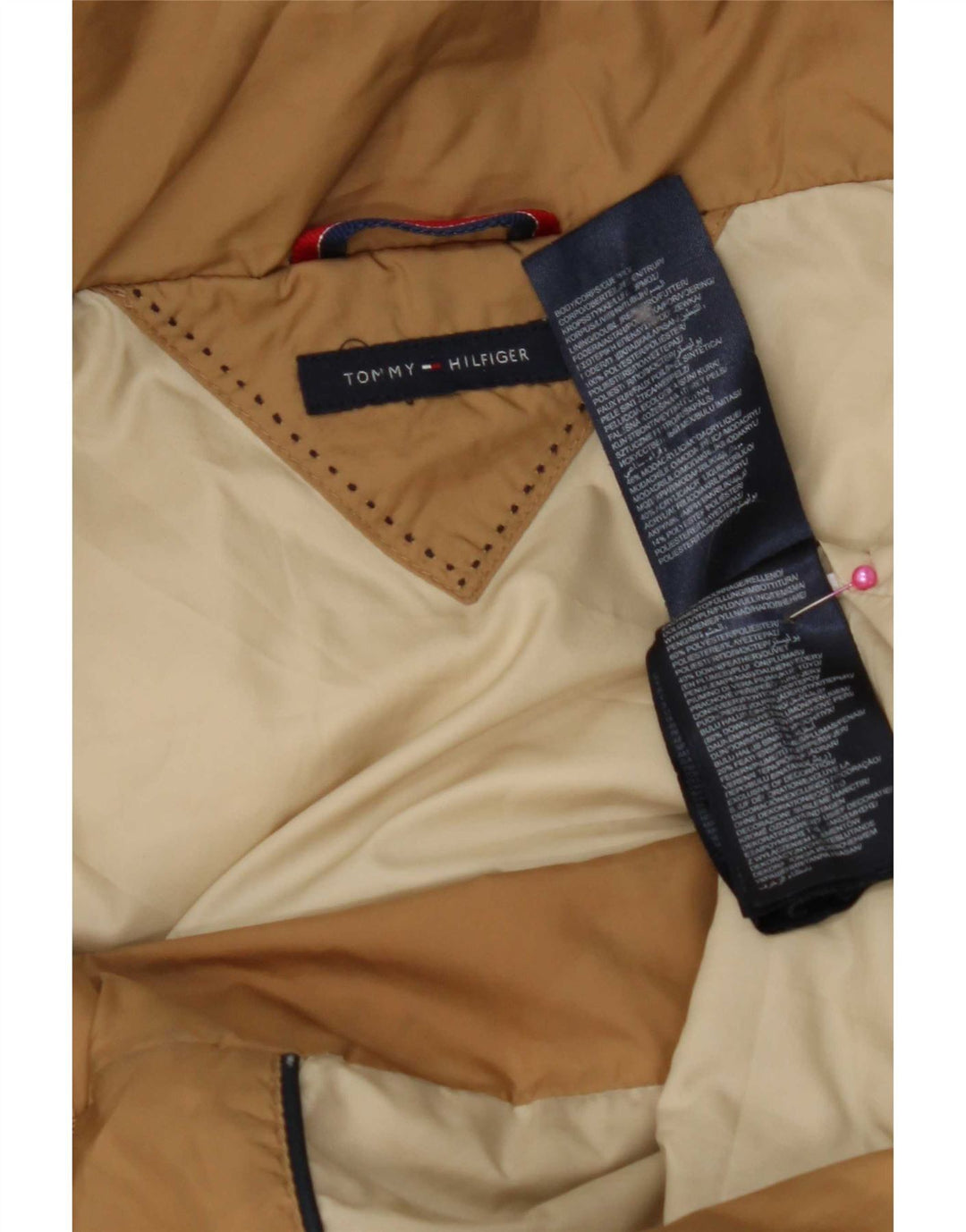 Cappotto imbottito con cappuccio da donna Tommy Hilfiger UK 10 piccolo poliestere marrone