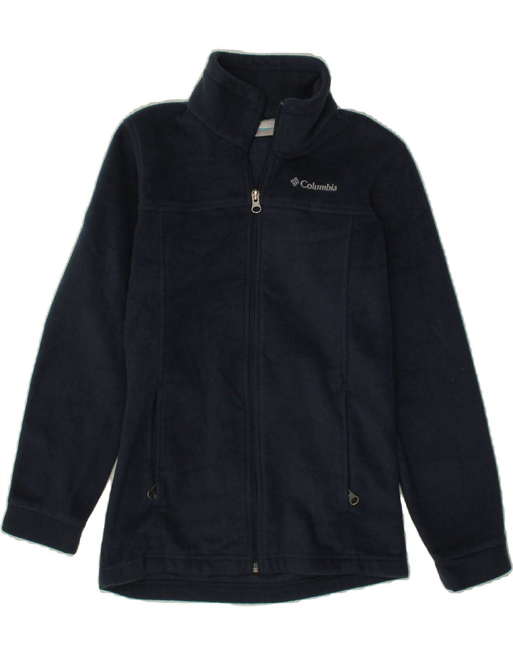 COLUMBIA Girls Fleece Jacket 10-11 Years Medium Navy Blue Polyester Vintage Columbia and Second-Hand Columbia from Messina Hembry 