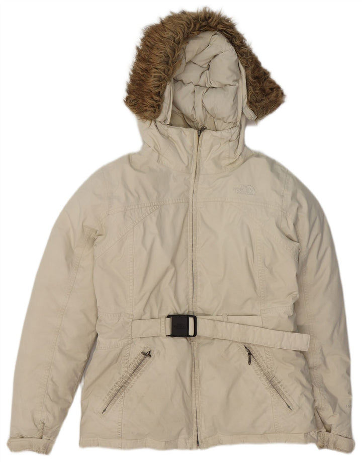 THE NORTH FACE Giacca imbottita con cappuccio da donna UK 14 medio bianco sporco