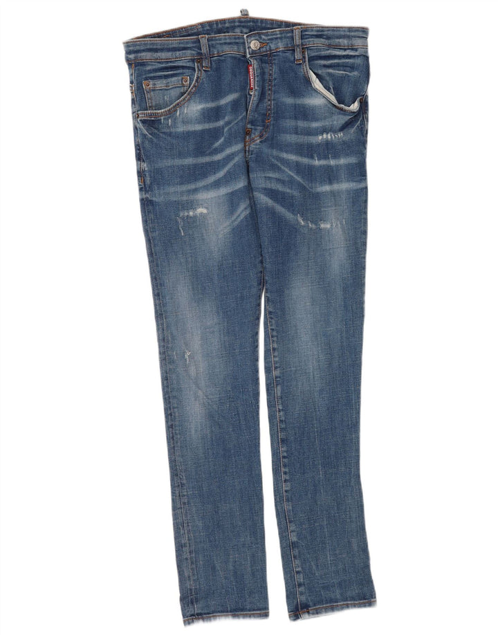 Jeans slim invecchiati da donna Dsquared2 IT 46 Large W32 L30 cotone blu