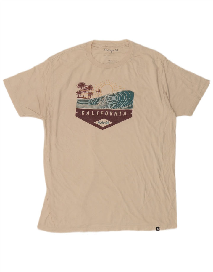 T-shirt grafica da uomo Hurley Top grande in cotone bianco sporco