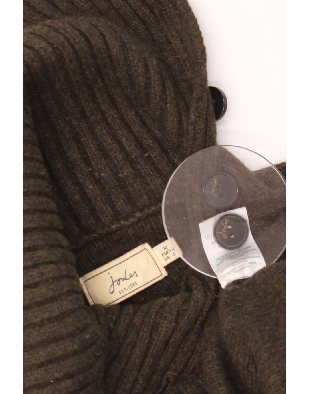 Joules Maglione da donna con collo alto corto UK 12 Lana kaki media