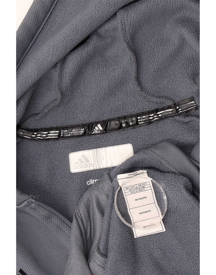 Maglione con cappuccio e zip Adidas Climawarm da uomo in poliestere blu medio