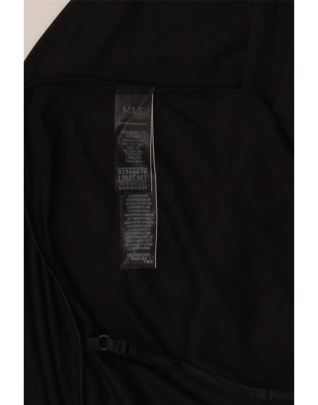 Abito sottoveste da donna Marks & Spencer UK 18 XL poliestere nero